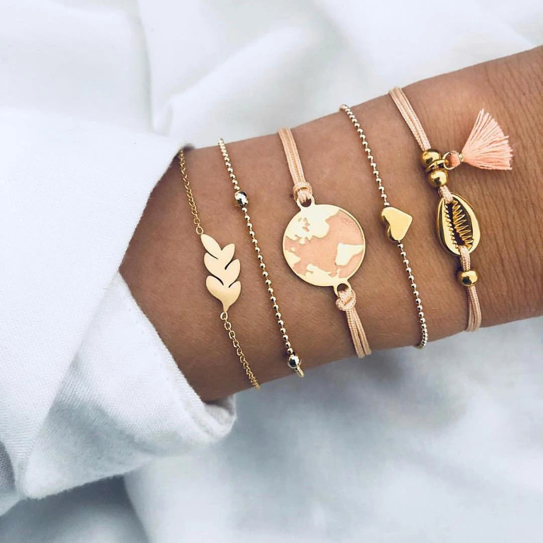 Boho Rope Bracelets & Bangles for Women Bohemian Beaded Charm Bracelet Femme Se Multilayer Jewelry Accessories Bijoux