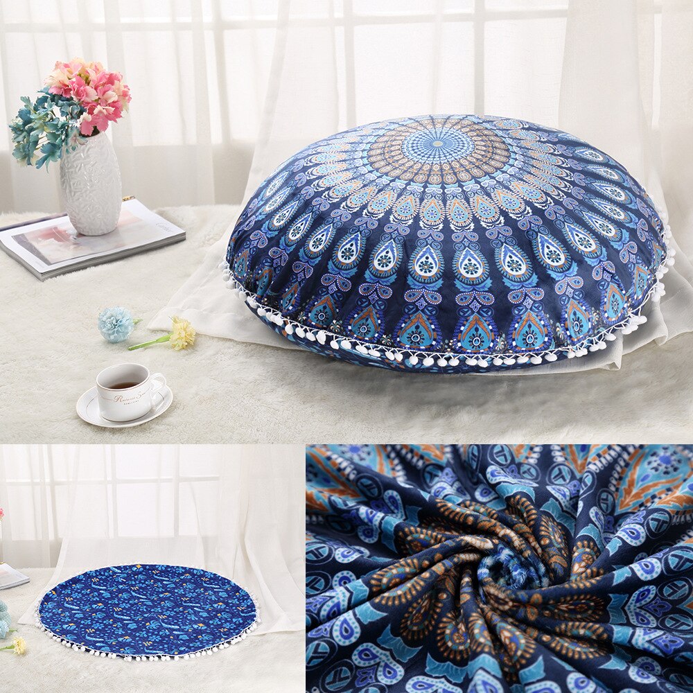 Colorful Mandala Floor Pillows Ottoman Round Bohemian Meditation Cushion Pillow Pouf48