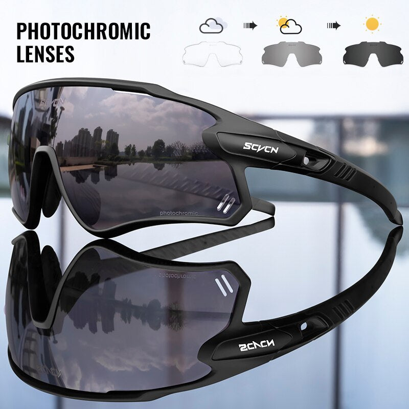 SCVCN Photochromic Bicycle Glasses Men’s Women Sports Runing Cycling Sunglasses UV400 Fishing Eyewear Mtb Bike Bicycle Goggles