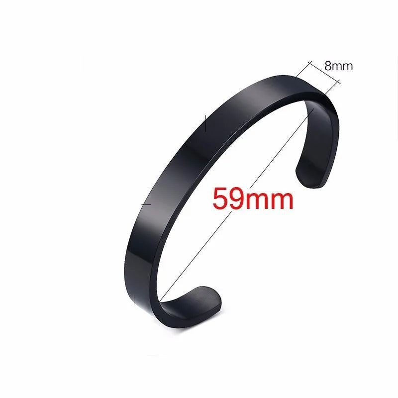 Solid Golden Flat 6mm 8mm Cuff Bangles for Men Bracelet Brackelts Brazalet Bileklik Braslet