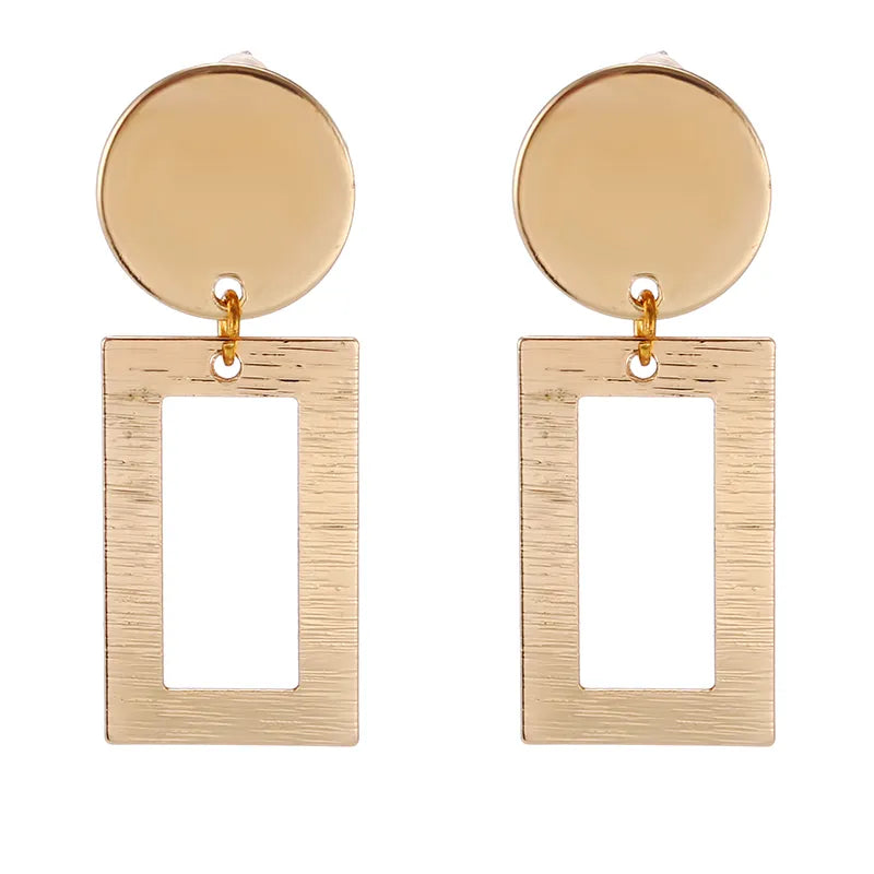 Simple Fashion Gold Color Silver Plated Geometric Big Round Clip Earrings for Women Fashion Big Hollow Ear Clip Jewelry