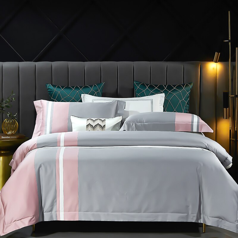 New 1000TC Egyptian Cotton Bedding Sets Queen King Size Bed Duvet Cover Flat /Fitted Sheet Linen Set Pillowcase 4pcs Bed Set
