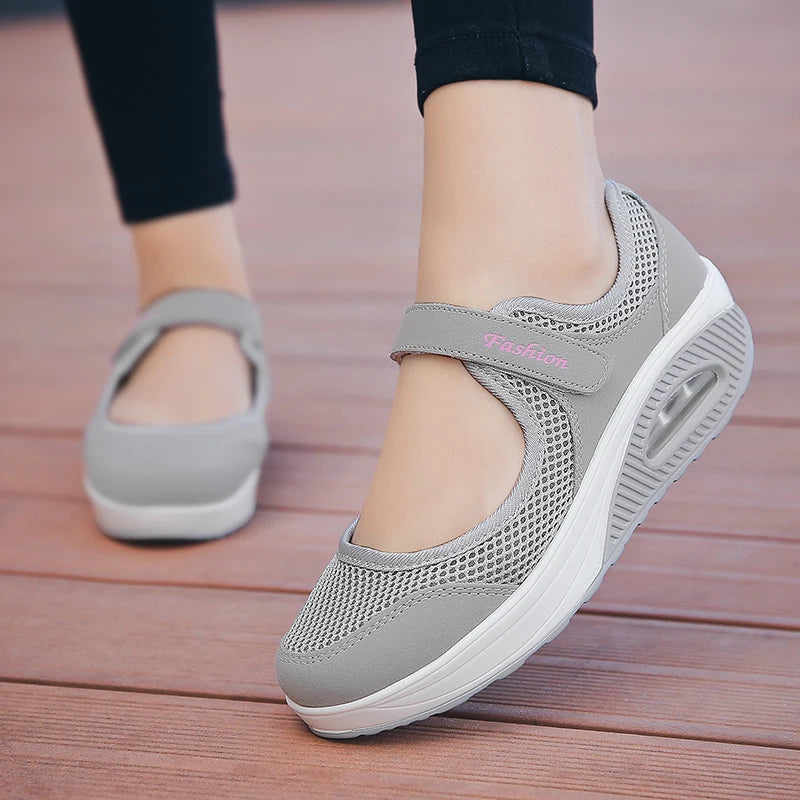 STRONGSHEN Women Flat Platform Shoes Summer Woman Breathable Mesh Casual Shoes Moccasin Zapatos Mujer Ladies Boat Shoes
