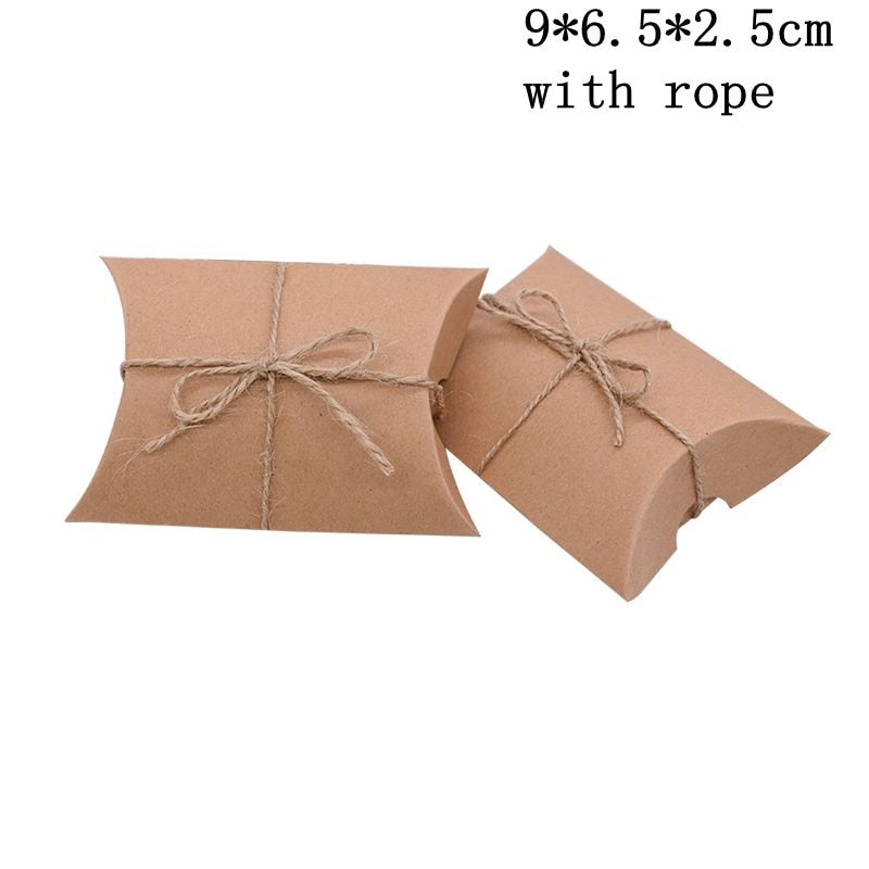 Kraft Paper Box Thank You Candy Boxes Mini Pillow Shape Wedding Favors Box for Thanksgiving Birthday Eater Party Supplies