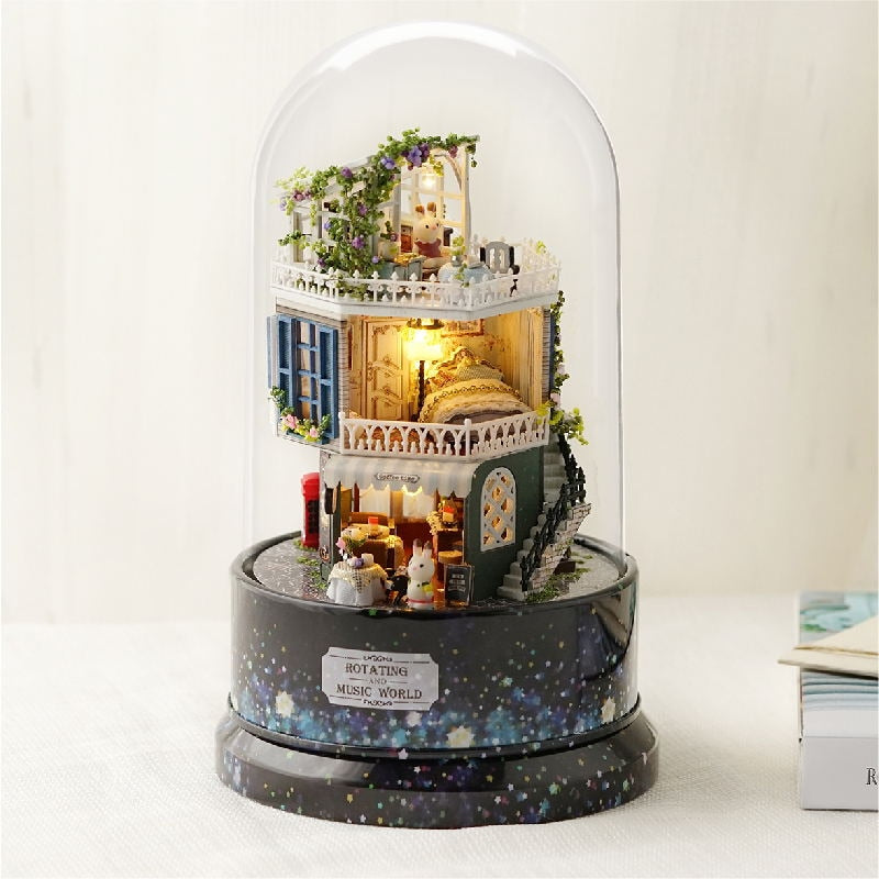 Dollhouse Miniature DIY Doll House With Furnitures Wooden House Toys for Children Birthday With Dust Cover Rotate Music 29