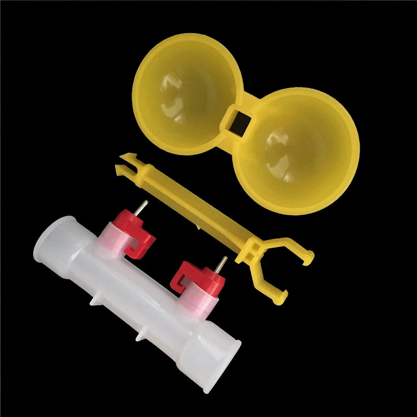 Chicken Waterer Double Nipple Drinker Mouth Drinking Hanging Cups Chicken Feeder Farming Equipment 10pcs