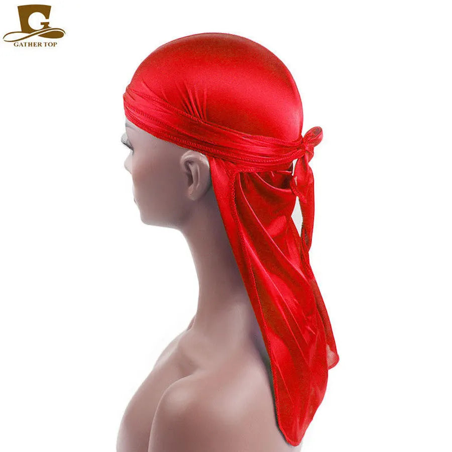 Fashion Men's Satin Durags Bandanna Turban Wigs Pirate Hat Men Silky Durag Headwear Headband