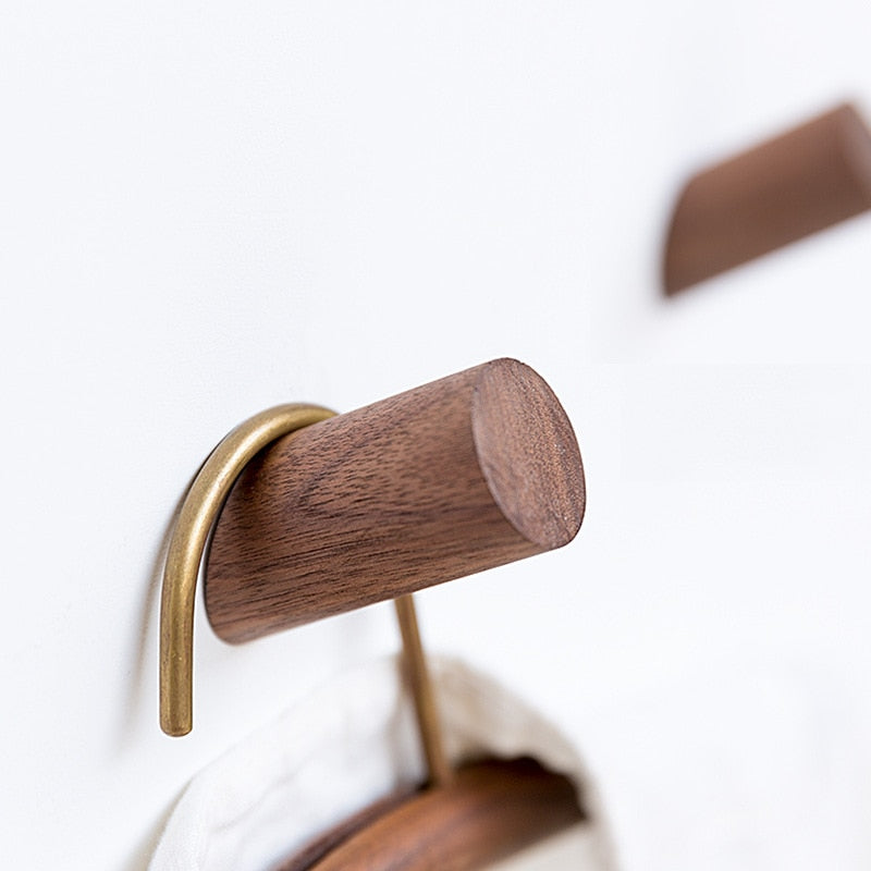 Natural Wood Clothes Hanger Wall Mounted Coat Hook Decorative Key Holder Hat Sca
