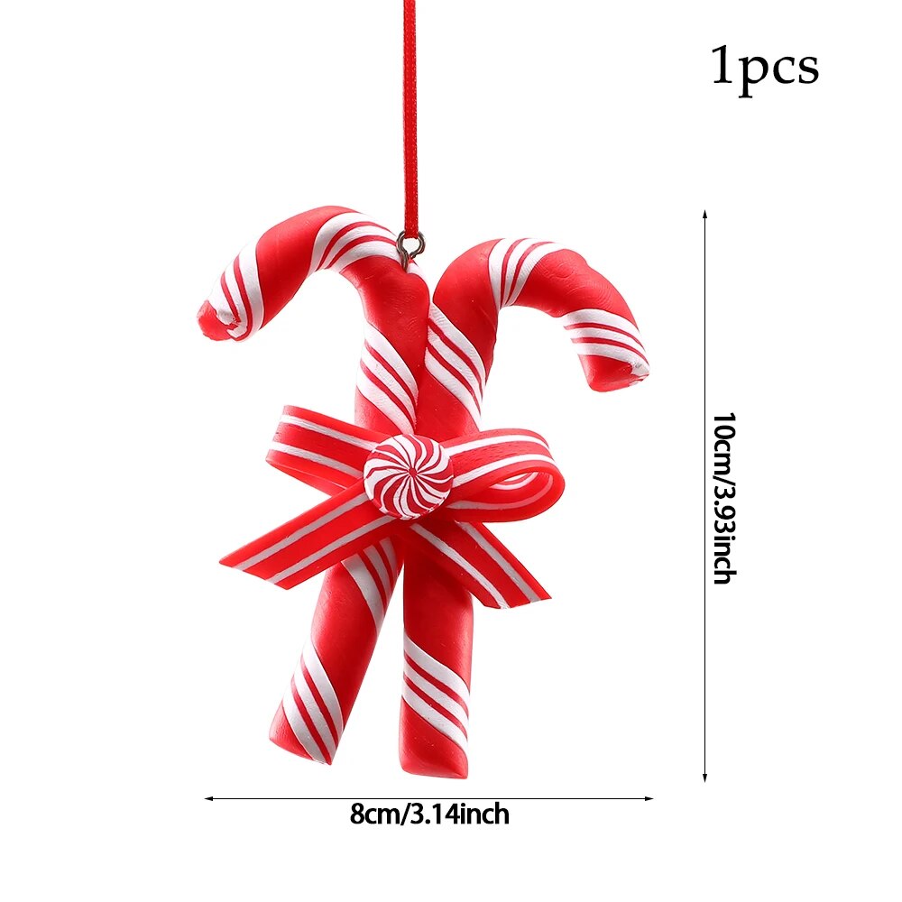 Multi Size Red and White Christmas Candy Canes Christmas Balls Christmas Tree Pendant Family Christmas Decoration New Year