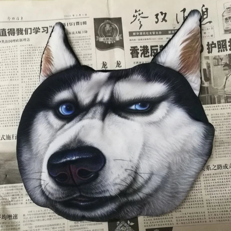 Newest 2024 3D Printed Dog Cat Face Car Headrest Neck Rest Auto Neck Safety Cushion Car Neck Support Headrest Without Filler