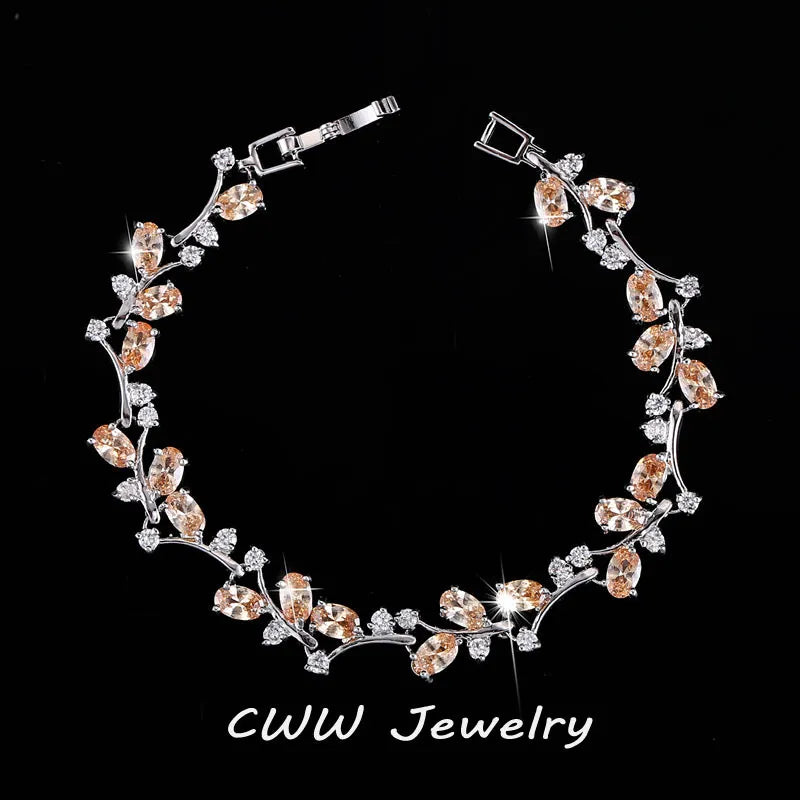 CWWZircons 6 Colors Options White Gold Color Handmade Austrian Crystal Rhinestone Purple Stones Bracelets Bangle for Women CB078