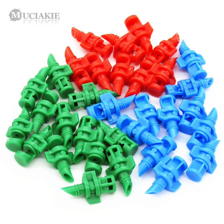 MUCIAKIE 60pcs/Pack 90 180 360 Degree Refraction Nozzle Garden Irrigation for Plant Spray Nozzle Mist Sprayer Irrigation Fitting