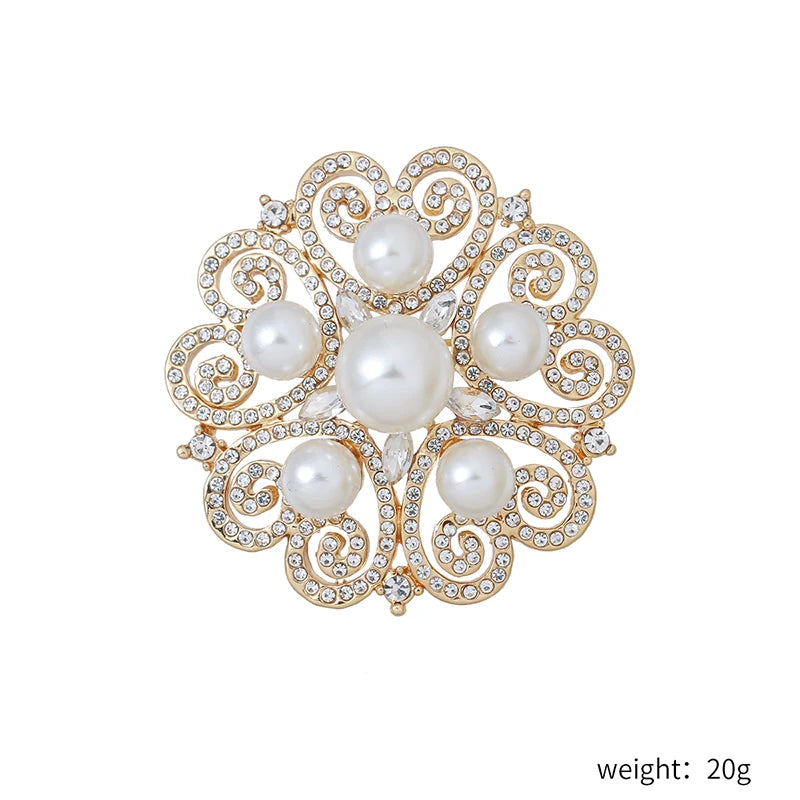 Factory Directly Crystal Diamante and Imitation Pearls Flower Jewelry Brooch Pins DIY Wedding Bouquets Брошь Декор