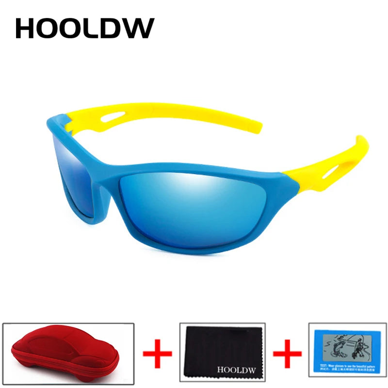 HOOLDW New Children Sunglasses Polarized Sun Glasses Silicone Flexible Baby Kids Glasses Boys Girls Sport Goggles UV400 Eyewear