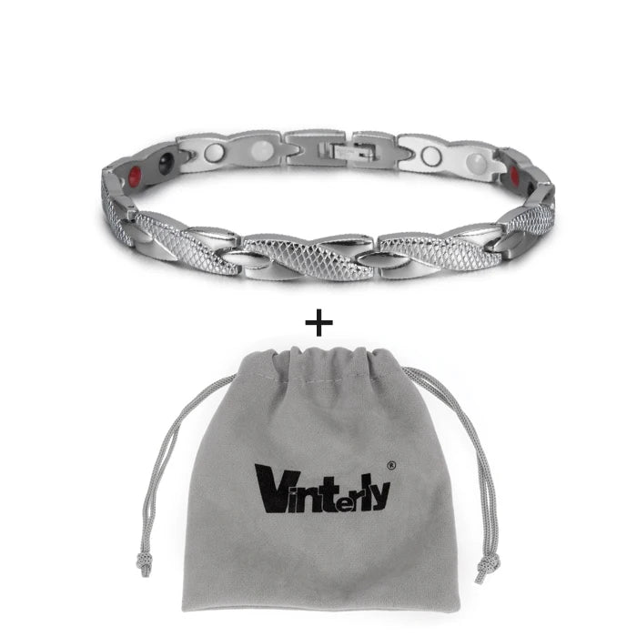 Vinterly Health Energy Bracelet Male Cross Stainless Steel Magnetic Bracelet Men Gold-Color Chain Link Bracelet for Men Jewelry