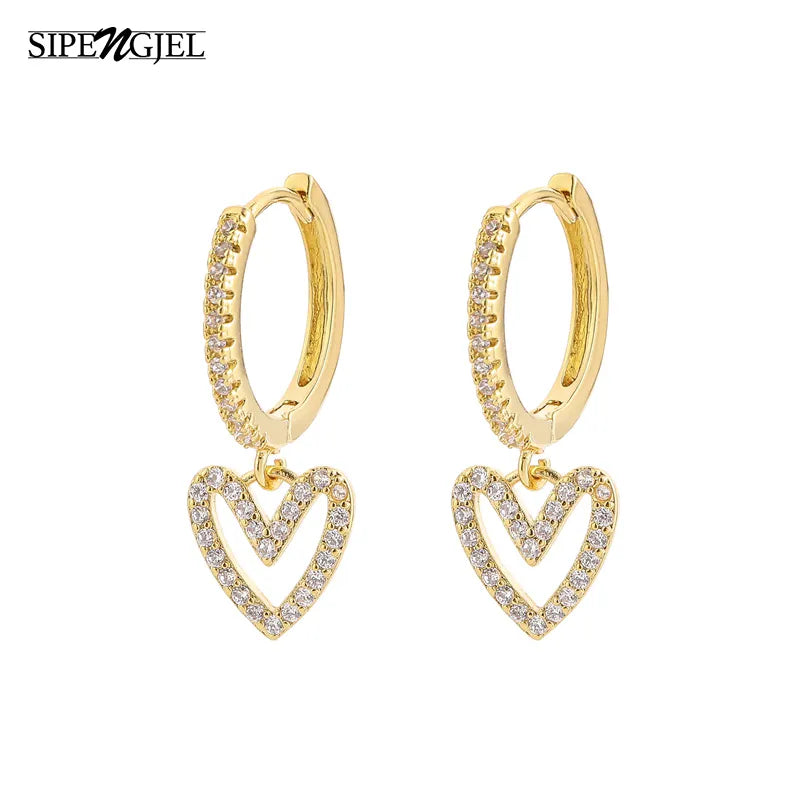 SIPENGJEL Fashion Blue Crystal Turkey Evil Eye Dangle Earrings for Women Gold Plated Cute Unique Earrings Trendy Jewelry 2023