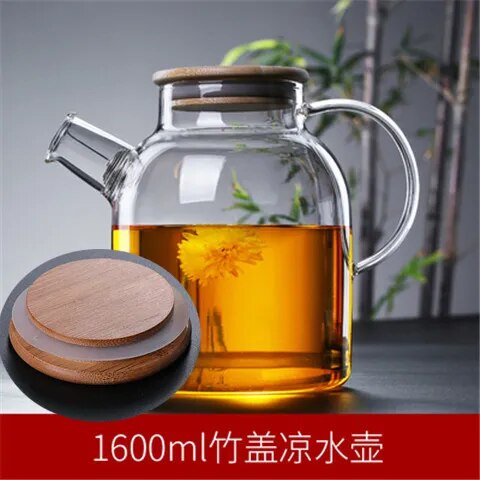 Creative Glass Teapot Large Capacity Cold Water Jug Tea Pot Fruit Juice Green Te