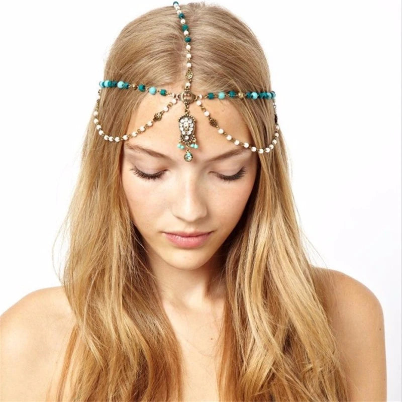 Boho Draping Crystal Bride Hair Accesories New Fashion Elegant Head Chain Hair Jewelry Wedding Hairstyles Headpiece