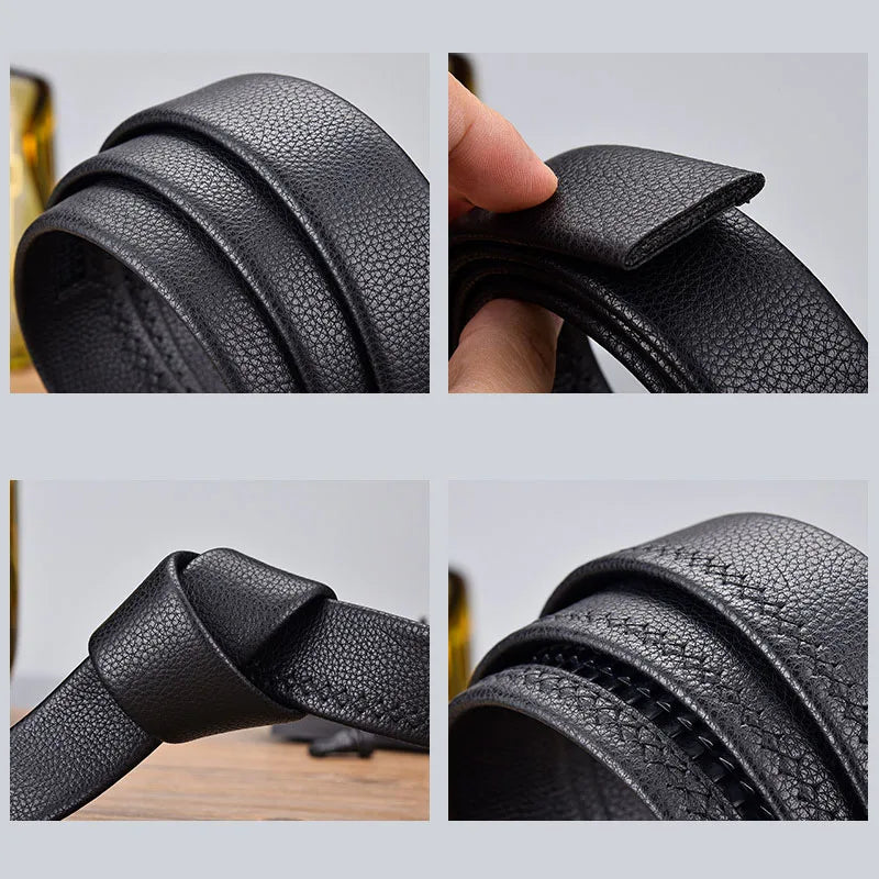100 120 130 140 150 160 170 180cm Automatic Belt Without Buckle Men Width 3.5cm No Buckle Good Quality Leather Belt Body Strap