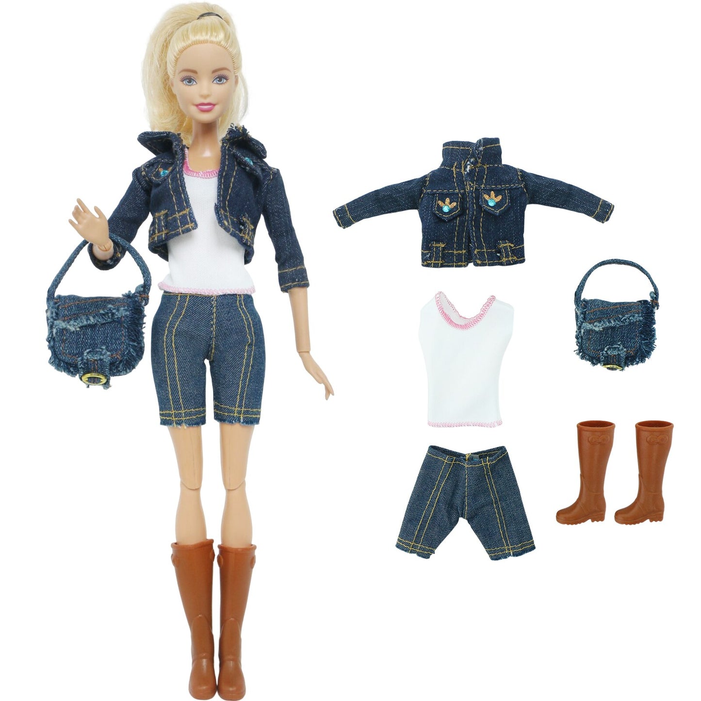 Lot Doll Outfit Playset Coat Dress Shirts Vest Shorts Trouser Blousers Bags Shoes Hat Cool Clothes for Barbie Doll Accessories