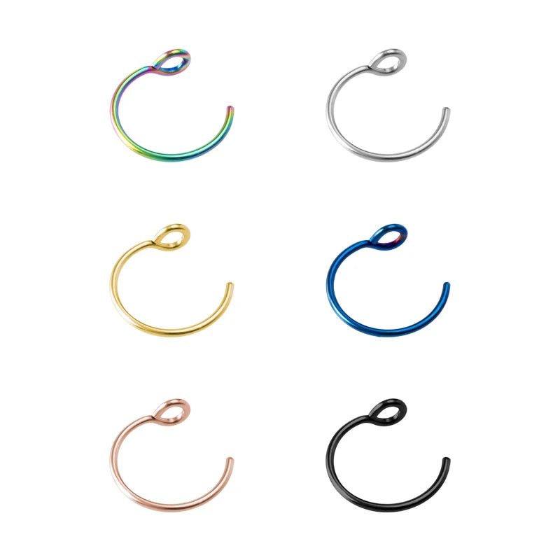1-5pcs Steel 20G Dainty Faux Nose Rings Fake Septum Rings Hoop Nostril Piercing Fake Clip on Nose Rings Oreja Piercings Jewelry