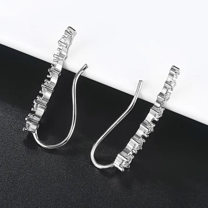 Long Dipper Ear Hook Clip on Earrings for Women Four-Prong Setting Zircon Climbing Ear Cuff Earrings Fashion Jewelry E527