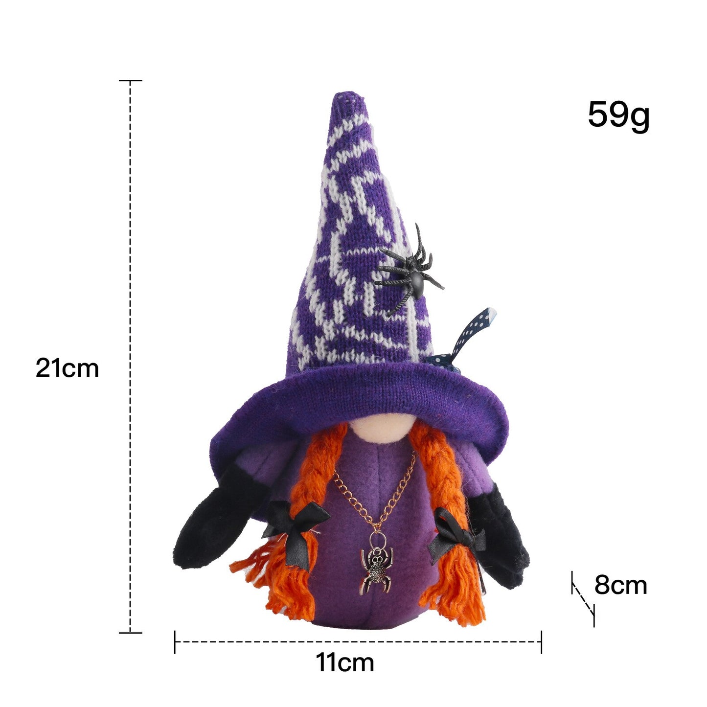 Halloween Broomstick Top Hat Witch Dwarf Gnome Doll Ornaments Cute Cartoon Dwarf Elf Home Decor Halloween Xmas Party Celebration