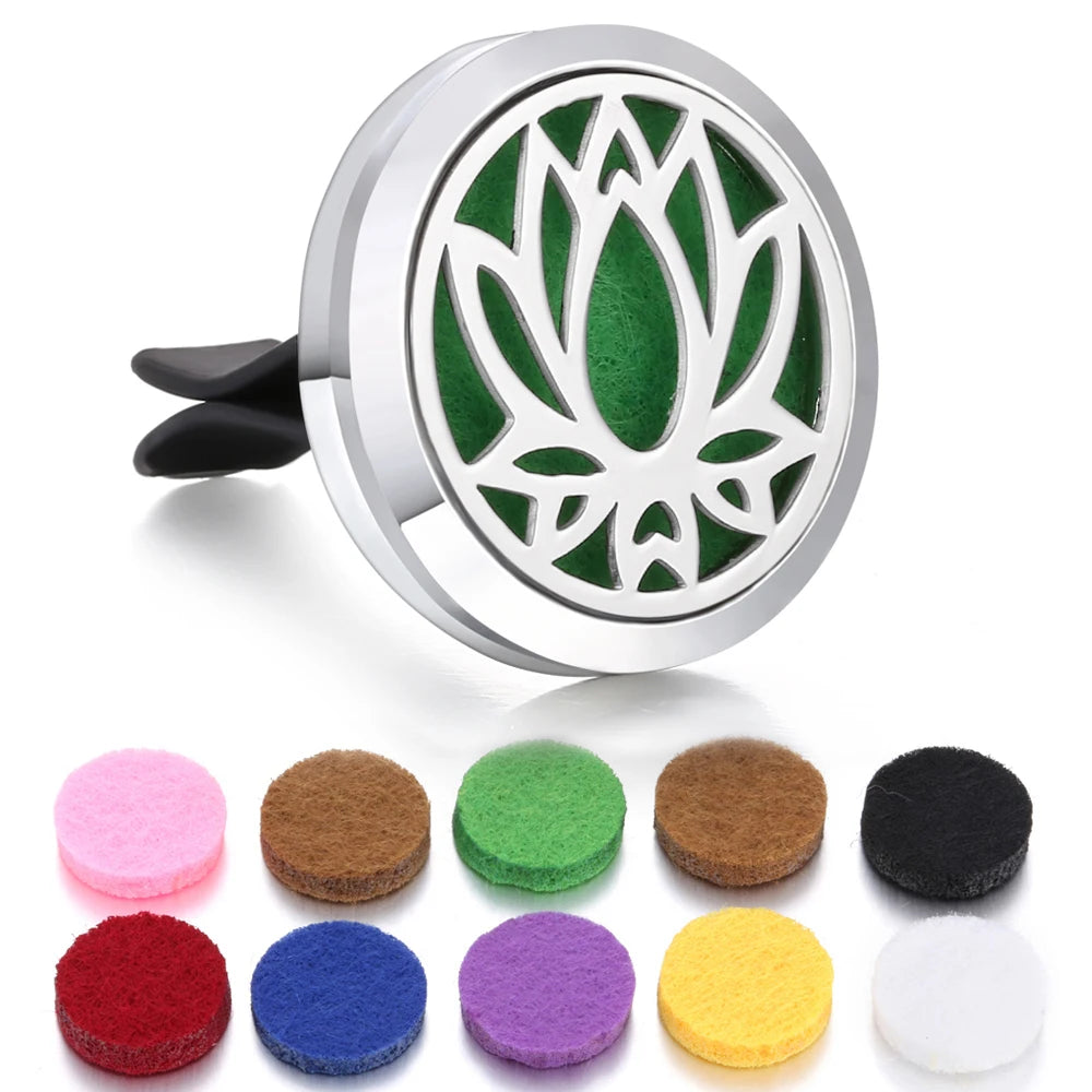 Aromatherapy Jewelry Car Perfume Diffuser Clip 30mm Flower Tree of Life Perfume Essential Oil Diffuser Locket Pendant Necklace