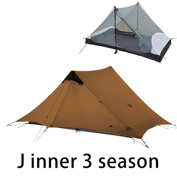 2023 T Zipper Inner Open Version LanShan 2 Two Person No-See-Um Light Weight 3 Seasons/4 Seasons 15D Silnylon Rodless Tent