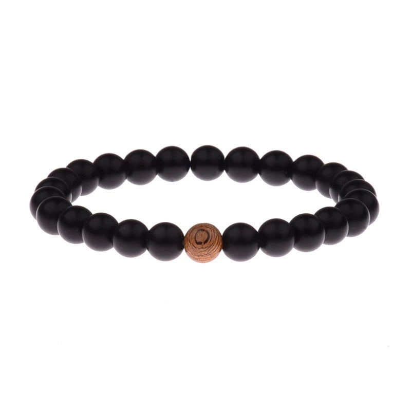 Couples Distance Bracelet Natural Wood Stone White and Black Yin Yang Beaded Bracelets for Men Women Best Friend Valentine's Day
