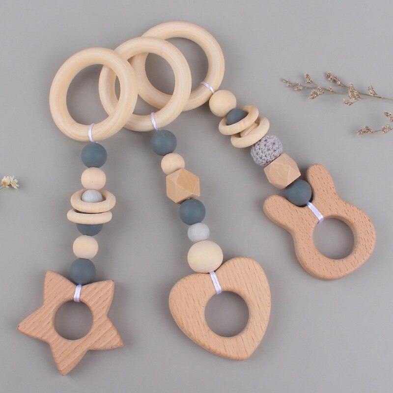 3 Pcs/Set Nordic Baby Gym Frame Game Pendants Sensory Nursery Ring-Pull Toy Wooden Clothes Rack Kids Room Decoration