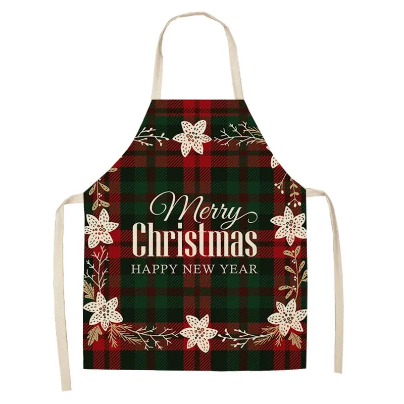 Linen Merry Christmas Apron Christmas Decorations for Home Kitchen Accessories Natal Navidad 2023 New Year Christmas