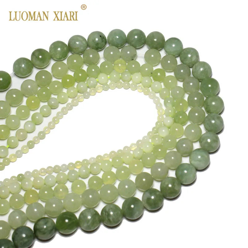 Fine AAA Natural Round New Green Jade Stone Beads for Jewelry Making DIY Bracelet Necklace 4/6/8/10/12 Mm Strand 15''