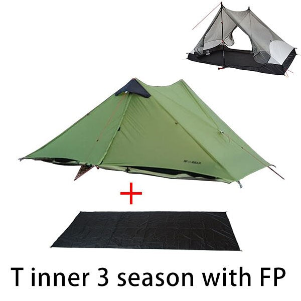 2023 T Zipper Inner Open Version LanShan 2 Two Person No-See-Um Light Weight 3 Seasons/4 Seasons 15D Silnylon Rodless Tent