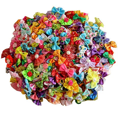 20PCS Pet Bows Dog Hair Bows for Puppy Yorkshirk Small Dogs Hair Accessories Grooming Bows Rubber Bands Dog Bows Pet Supplies