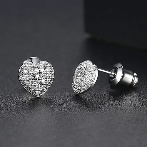 LUOTEEMI Elegant Small Hip Hop Round Stud Earrings for Women Korean Style AAA Black/White Cubic Zircon Fashion Jewelry for Men