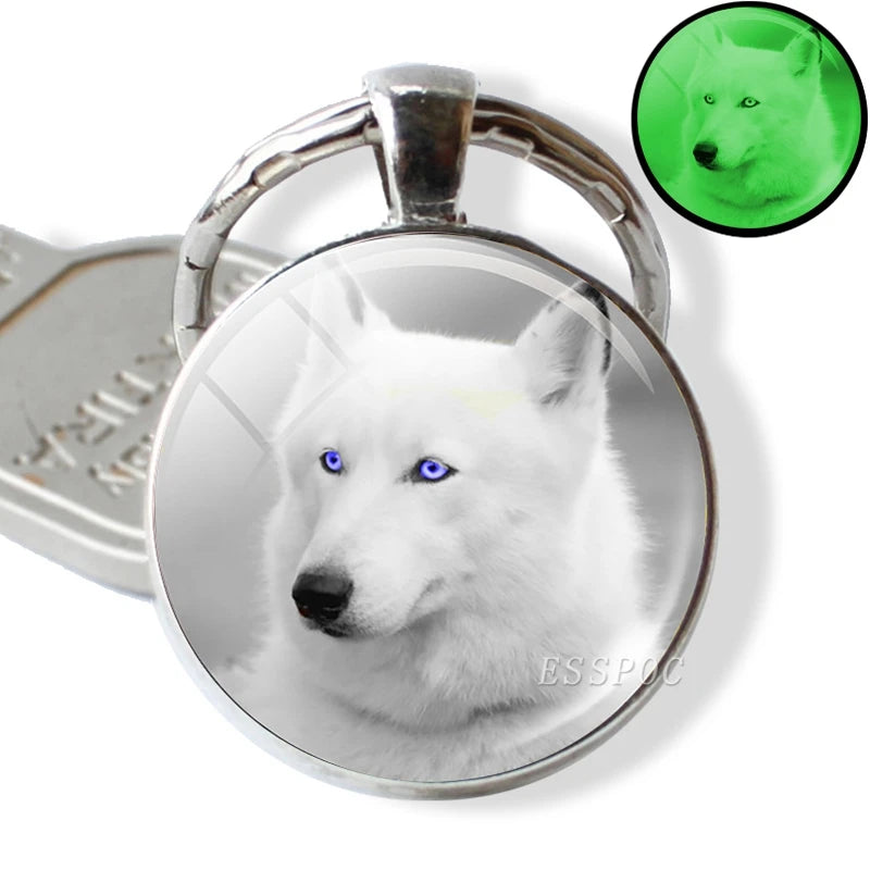 Glow in the Dark Wolf Key Chain Key Rings Holder Luminous Wolf Head Keychain Men Jewelry