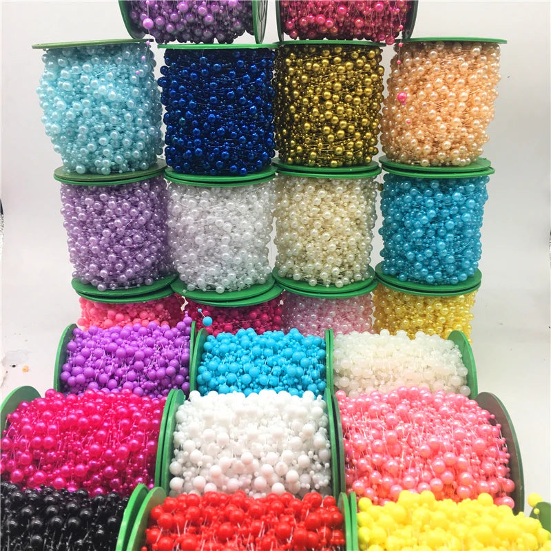 5yards Fishing Line Artificial Pearls Beads Chain Garland Flowers Wedding Christmas Decoration Brides Headgear 3mm 8mm Beads