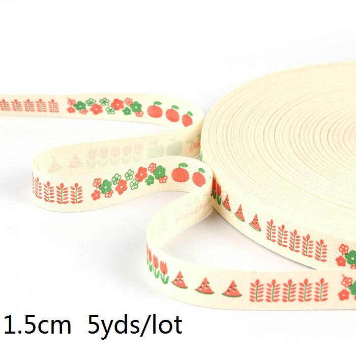 5yards Cartoon Printed Cotton Ribbons Hairbows Christmas Decoration for Home Gif