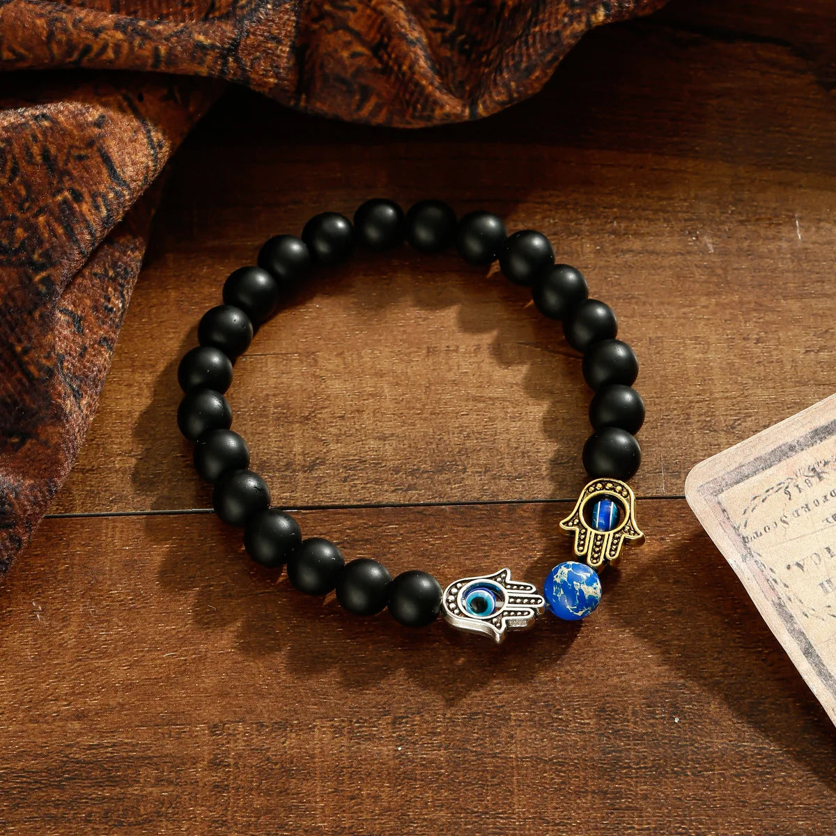 Buddhism Yoga Balance Bracelet Men Bileklik Black Matte Natural Stone Beads Bracelet for Women Braclet Jewelry AB216