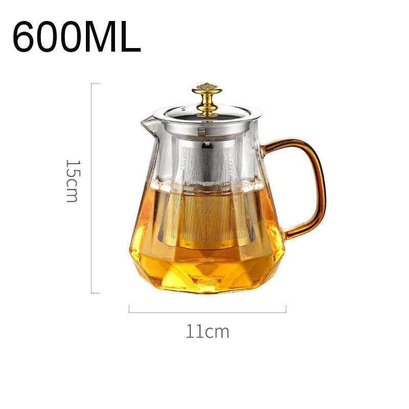 Glass Teapot Heat Resistant Tea Pot With Stainless Steel Tea Infuser Clear Tea K