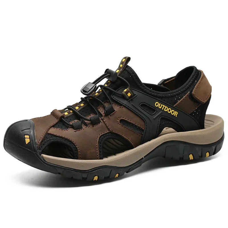 Summer Men's Sandals Leather Men Shoes Men Breathable Design Outdoor Men Leather Sandals Fashion Walking Roman Sneakers