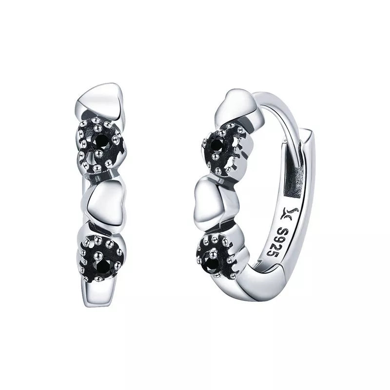 BAMOER 925 Sterling Silver Heart to Heart Hoop Earrings Silver for Women Sterling Silver Jewelry Valentine's Day