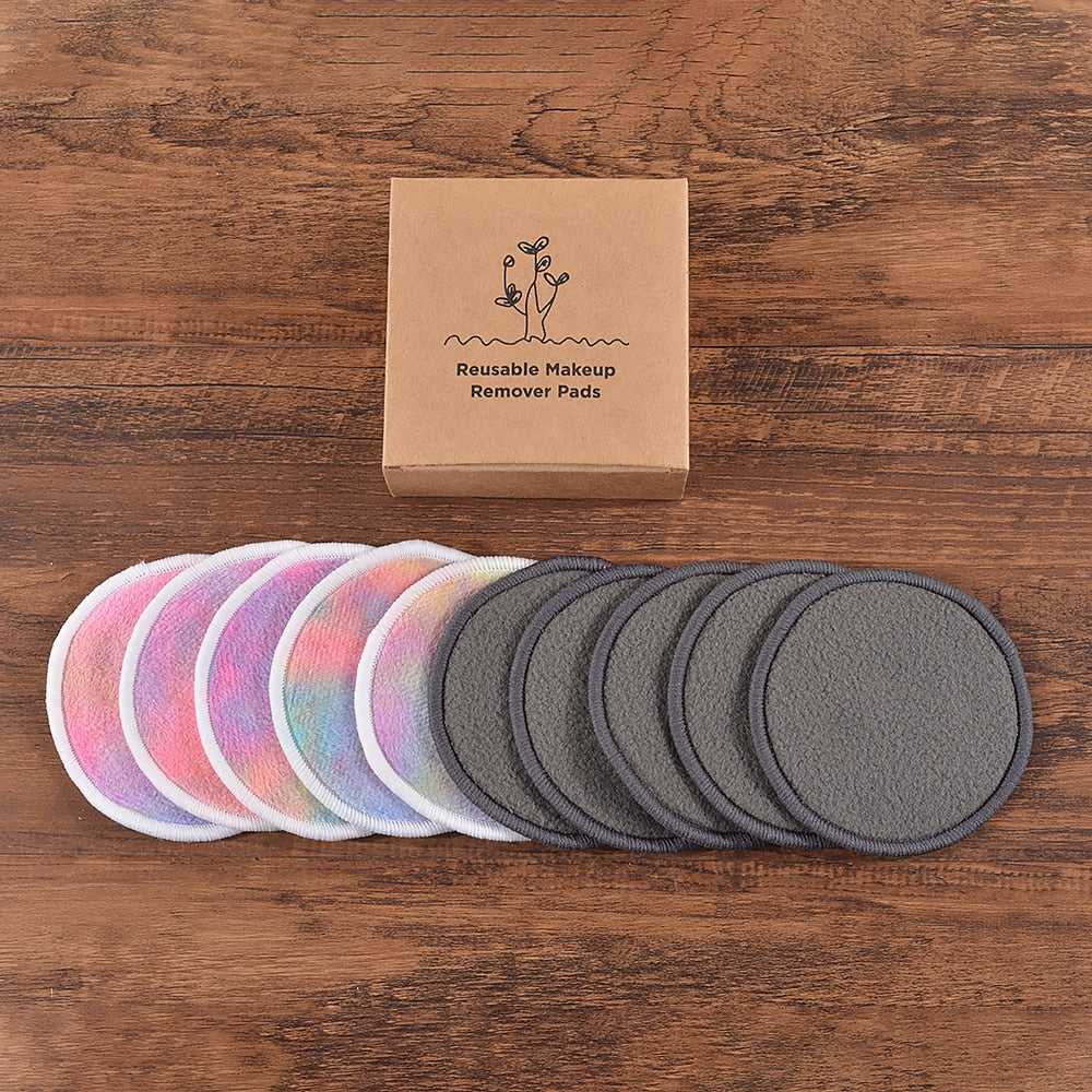 Cotton Demaquillant 10Pcs Bamboo Makeup Remover Reusable Cotton Pads Washable Rounds Clean Facial Cotton Reusable Makeup Tools