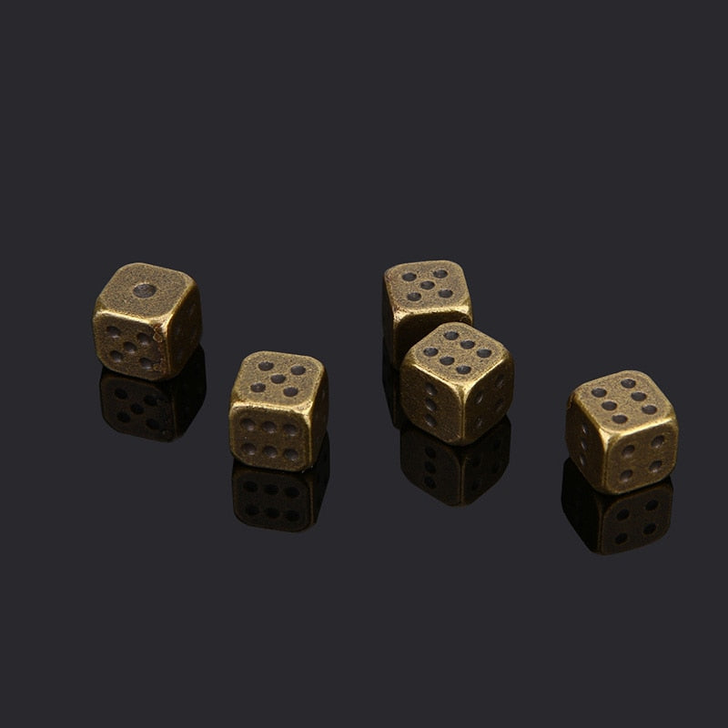 13*13mm Dice 5 PCS/Set Gold/Silver Metal Funny Dice Standard Six Sided Decider Board Game Acessorios