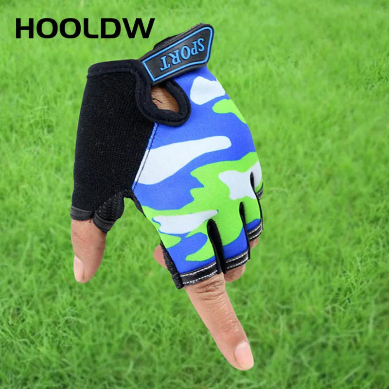 HOOLDW New Children Half Finger Gloves Fingerless Kids Gloves Non-Slip Ultrathin Outdoor Sport Breathable Gloves for Boys Girls