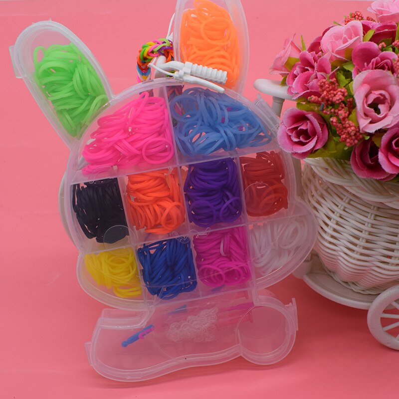 Loom Bands Toys for Children Lacing Toy Elastic Rubber Band for Weaving Bracelets Rabbit Diy Set Needlework Fine Motor Skills