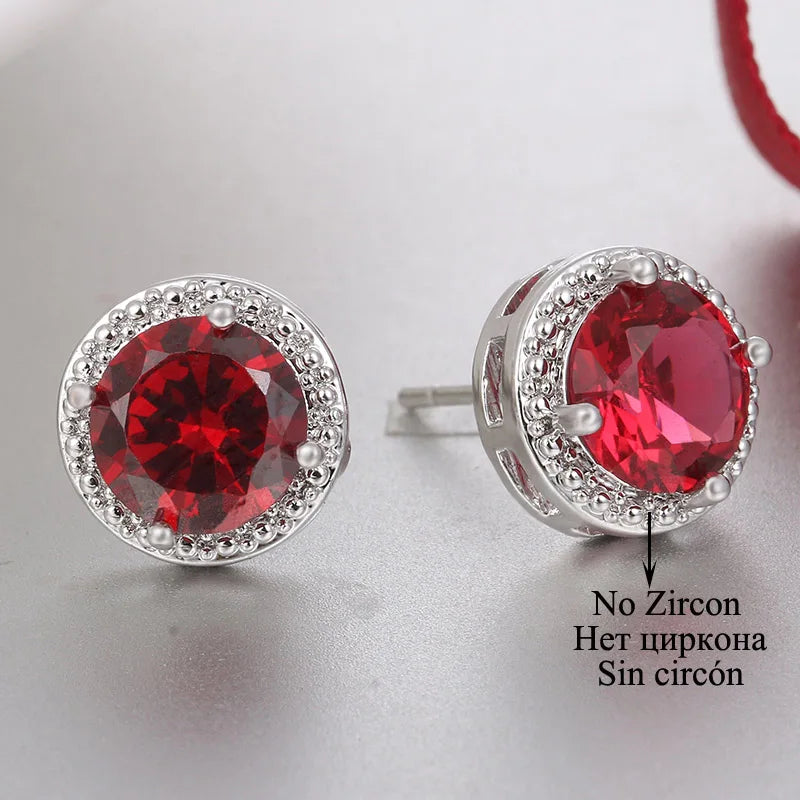 Classic Green AAA Cubic Zirconia Stud Earrings Round Crystal Girl Ear Studs for Women Multicolor Jewelry Brincos AE176