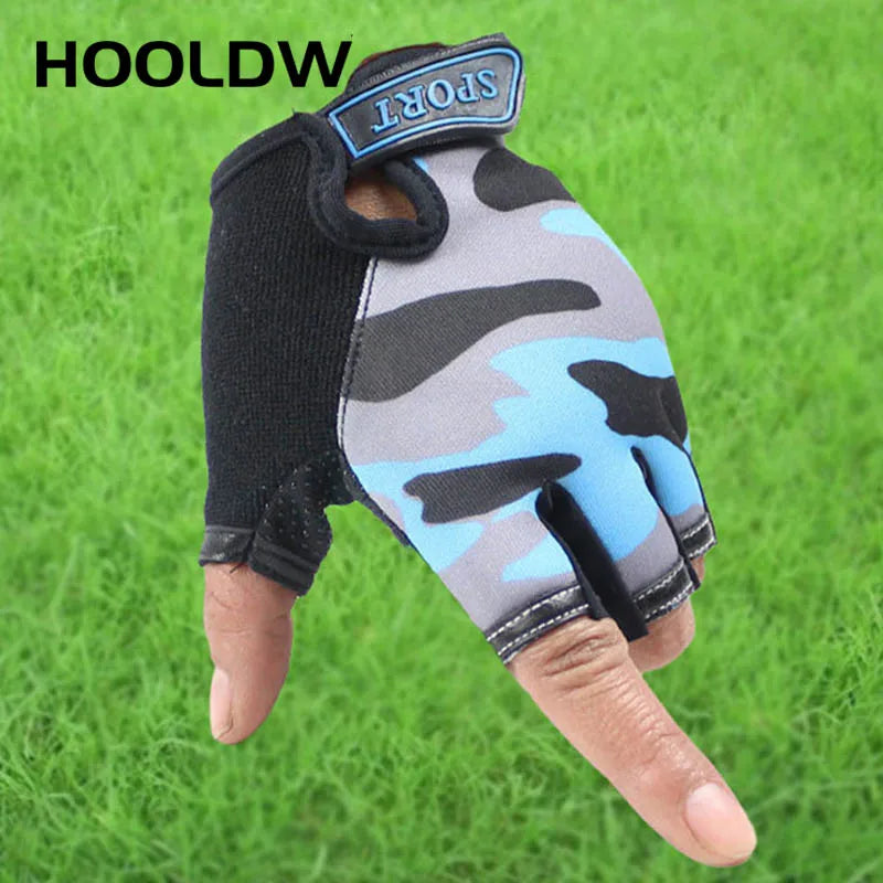 HOOLDW New Children Half Finger Gloves Fingerless Kids Gloves Non-Slip Ultrathin Outdoor Sport Breathable Gloves for Boys Girls