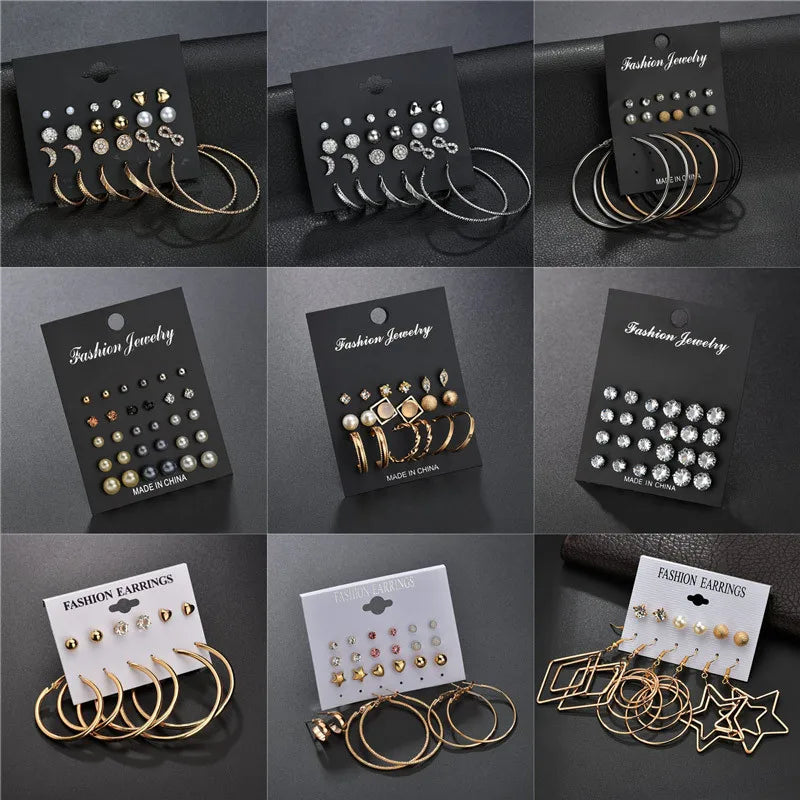 Modyle New Hot Sell Small Stud Earrings Set for Women Girl Punk Stud Earrings Set Personality Party Jewelry Brincos